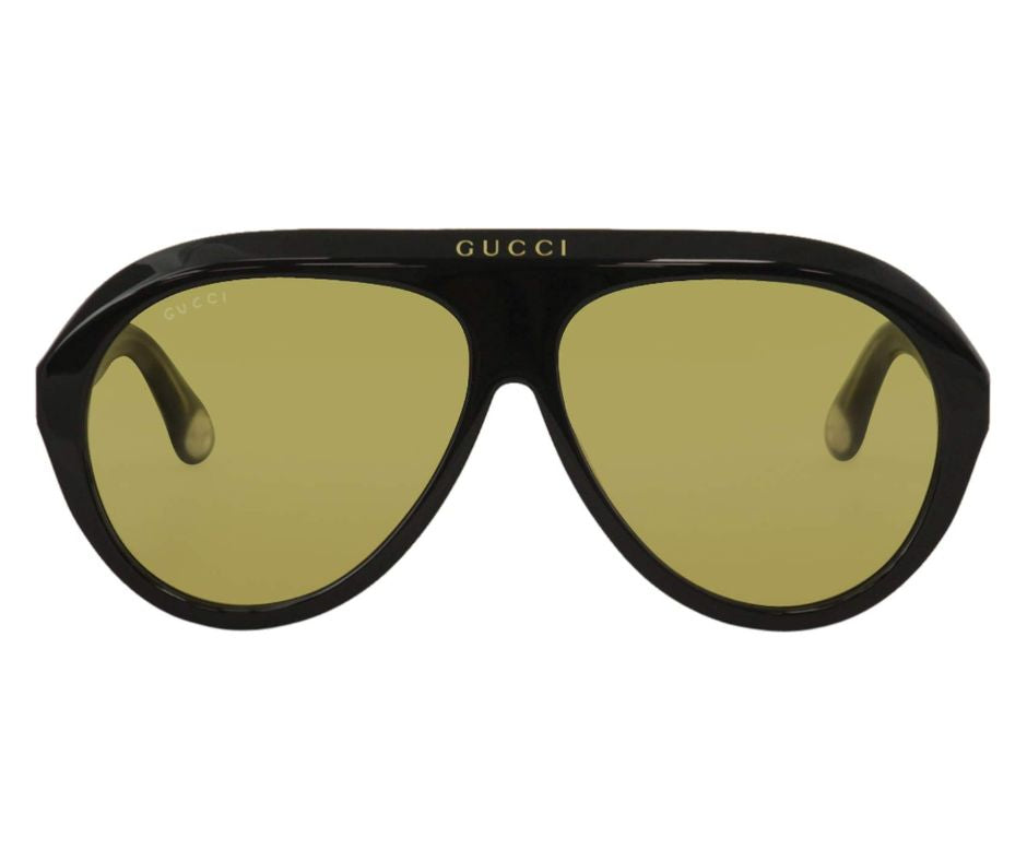 Gucci GG0479S 002 Black Yellow Aviator Sunglasses