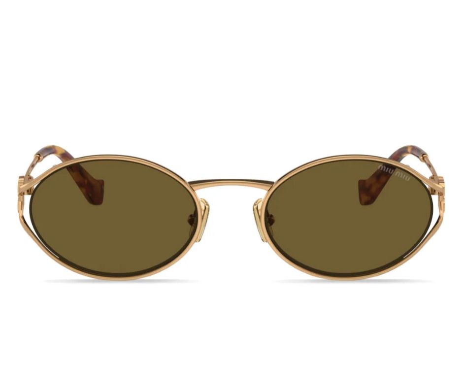 MIU MIU MU52YS 70E01T 54 Metal Oval Gold SUNGLASSES VIP