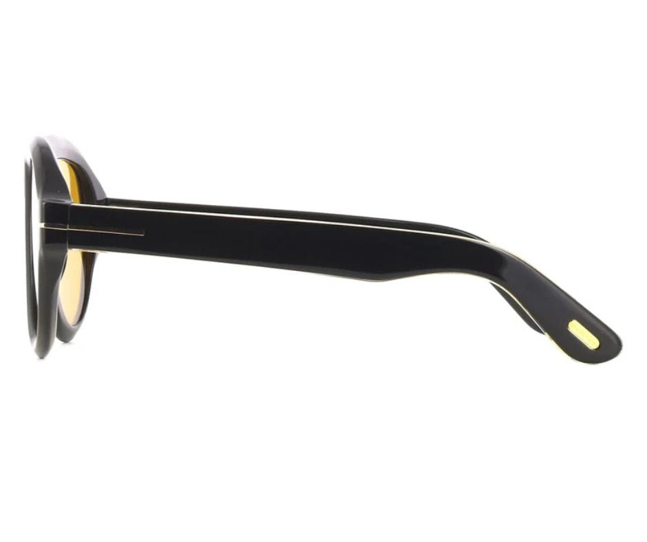 Tom Ford FT1225 01E Pilot Aviator Sunglasses Black / Yellow Lens