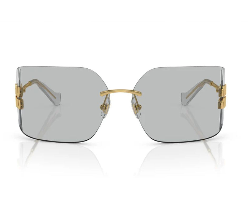 Miu Miu MU 54YS 5AK30B Rimless Rectangle Sunglasses Gold / Light Grey