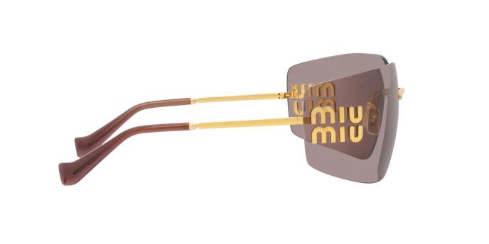 Miu Miu Sunglasses MU 54YS Gold Light Purple Brown 5AK0/6I Women Logo AUTHENTIC