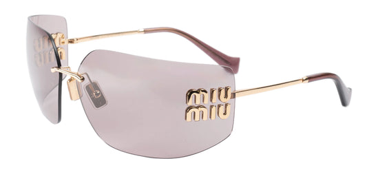 Miu Miu Sunglasses MU 54YS Gold Light Purple Brown 5AK0/6I Women Logo AUTHENTIC