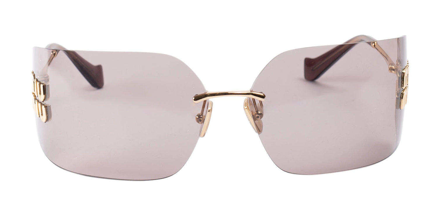 Miu Miu Sunglasses MU 54YS Gold Light Purple Brown 5AK0/6I Women Logo AUTHENTIC