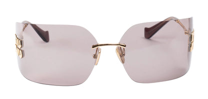 Miu Miu Sunglasses MU 54YS Gold Light Purple Brown 5AK0/6I Women Logo AUTHENTIC