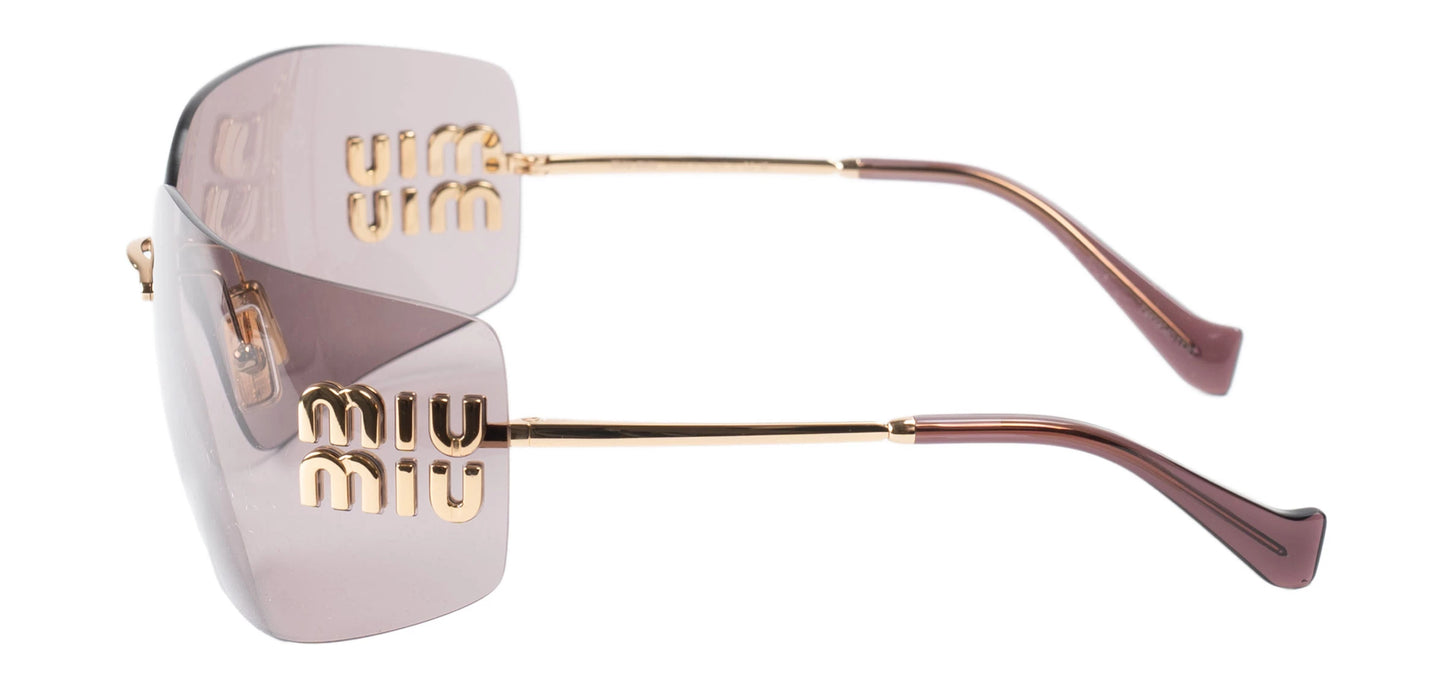 Miu Miu Sunglasses MU 54YS Gold Light Purple Brown 5AK0/6I Women Logo AUTHENTIC