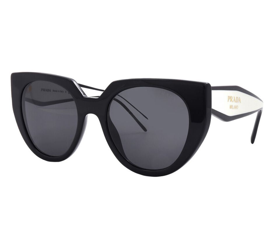 PRADA PR 14WS 09Q5S0 Cat Eye Black/Talc Dark Grey 52 mm Women's Sunglasses