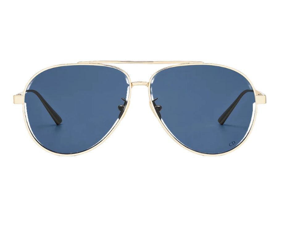 Dior Cannage A1U B0B0 Women's Gold / Blue Tinted Sunglasses
