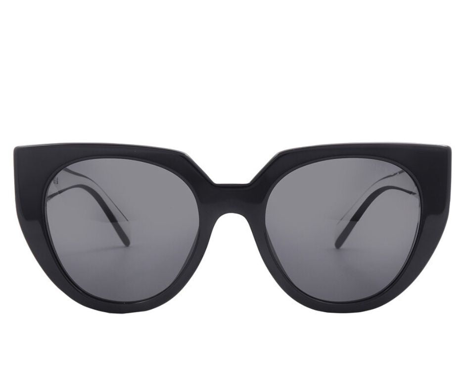 PRADA PR 14WS 09Q5S0 Cat Eye Black/Talc Dark Grey 52 mm Women's Sunglasses