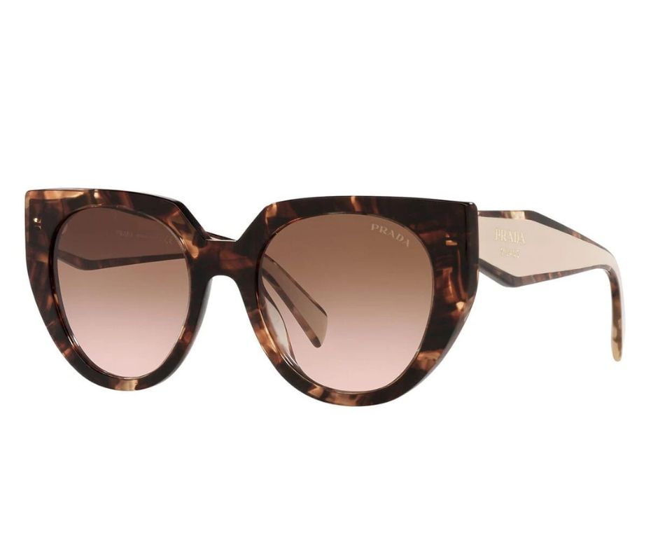 New PRADA SPR14W 01R-0A6 52mm Brown Marble Oversized Acetate Sunglasses