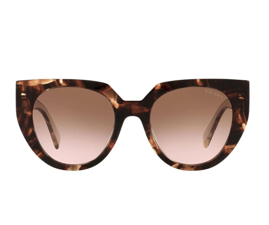 New PRADA SPR14W 01R-0A6 52mm Brown Marble Oversized Acetate Sunglasses