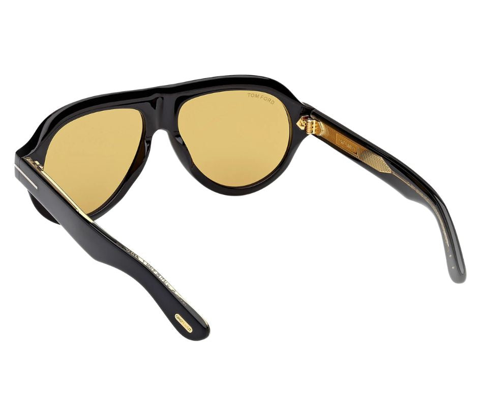 Tom Ford FT1225 01E Pilot Aviator Sunglasses Black / Yellow Lens