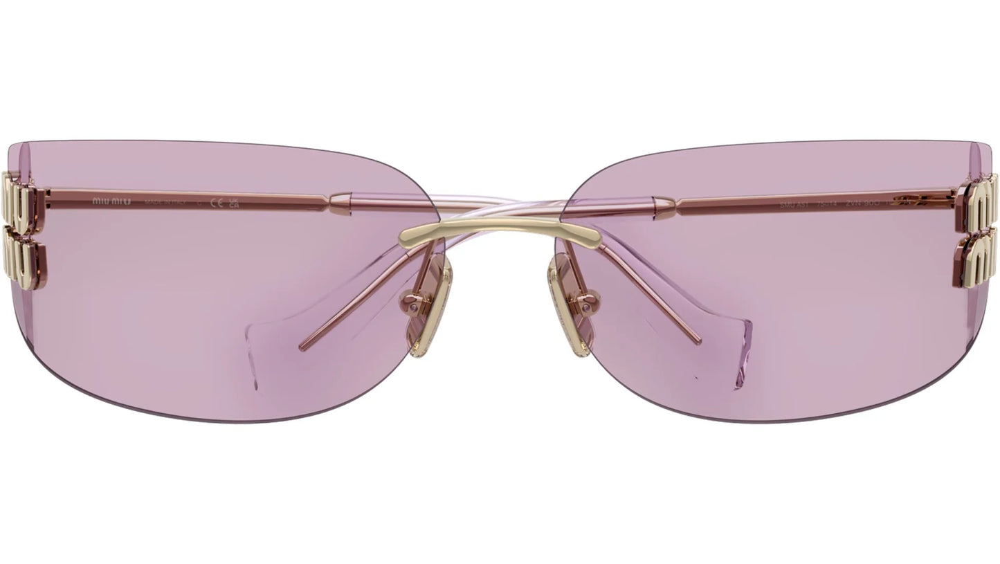Miu Miu MU A51S ZVN90O Light pink Lenses Rimless Rectangle Sunglasses