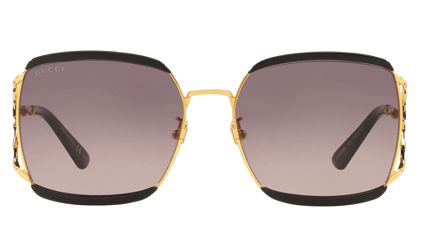 Gucci GG0593SK Black Gold  Women's Grey Lenses Sunglasses