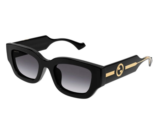GUCCI G1558SK 001 Emblem Black Grey 51 mm Women's Sunglasses