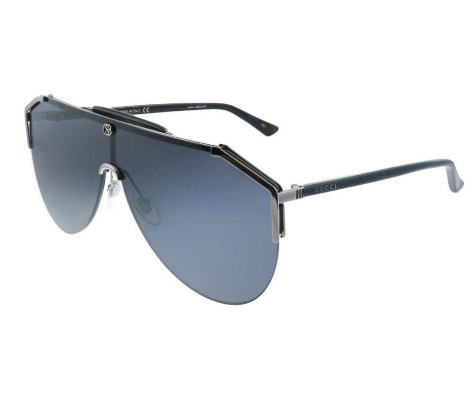 Gucci GG0584S 001 Ruthenium Shiny Black Grey Sunglasses