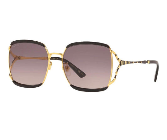 Gucci GG0593SK Black Gold  Women's Grey Lenses Sunglasses