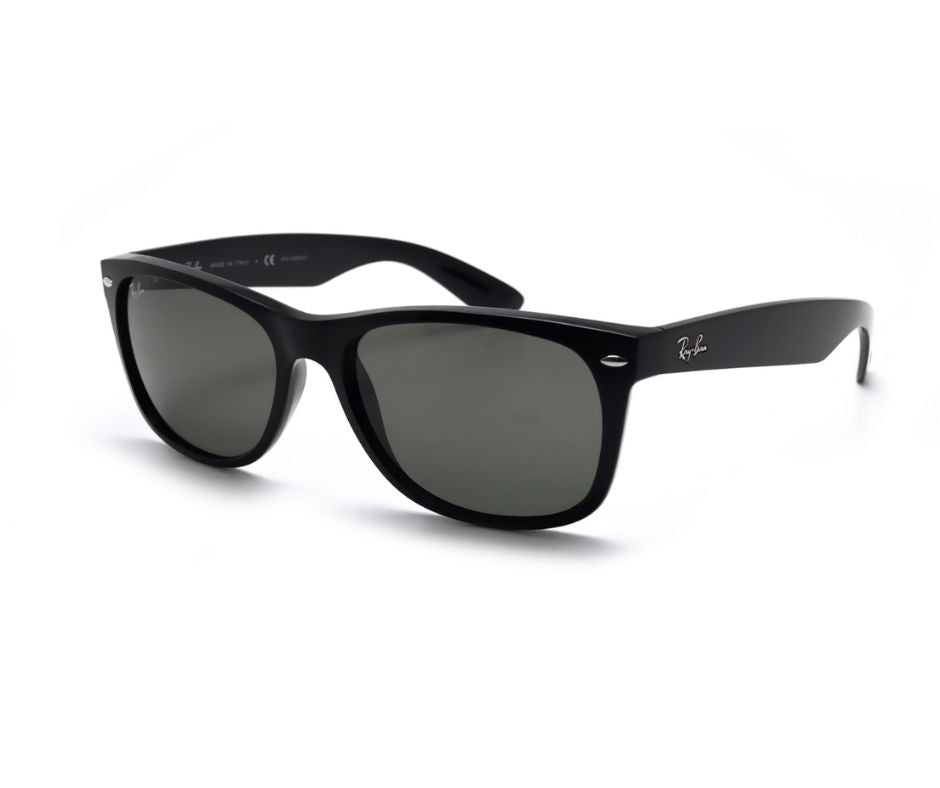 Ray-Ban New Wayfarer Polished Black/G15 Green 55 mm Sunglasses RB2132 901L 55-18