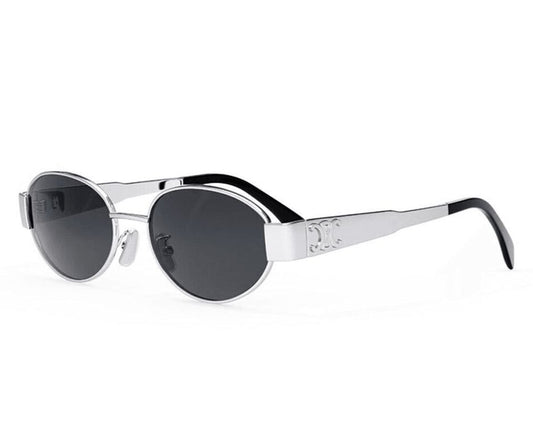 Celine CL40235U 16A Triomphe Metal Sunglasses Silver Frame Grey Lens Authentic