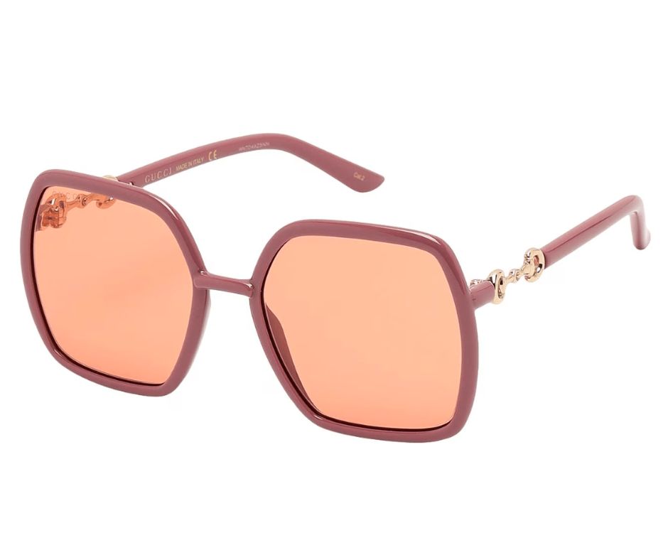 Gucci GG0890S 003 Women's Pink Frame Orange Lens Sunglasses
