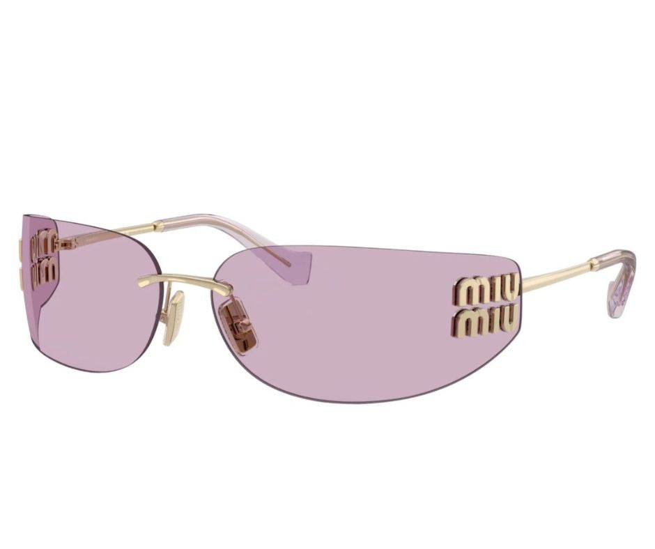 Miu Miu MU A51S ZVN90O Light pink Lenses Rimless Rectangle Sunglasses