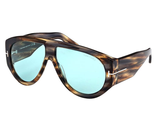 Tom Ford BRONSON FT 1044 Striped Brown/Blue 56V Sunglasses New 60mm