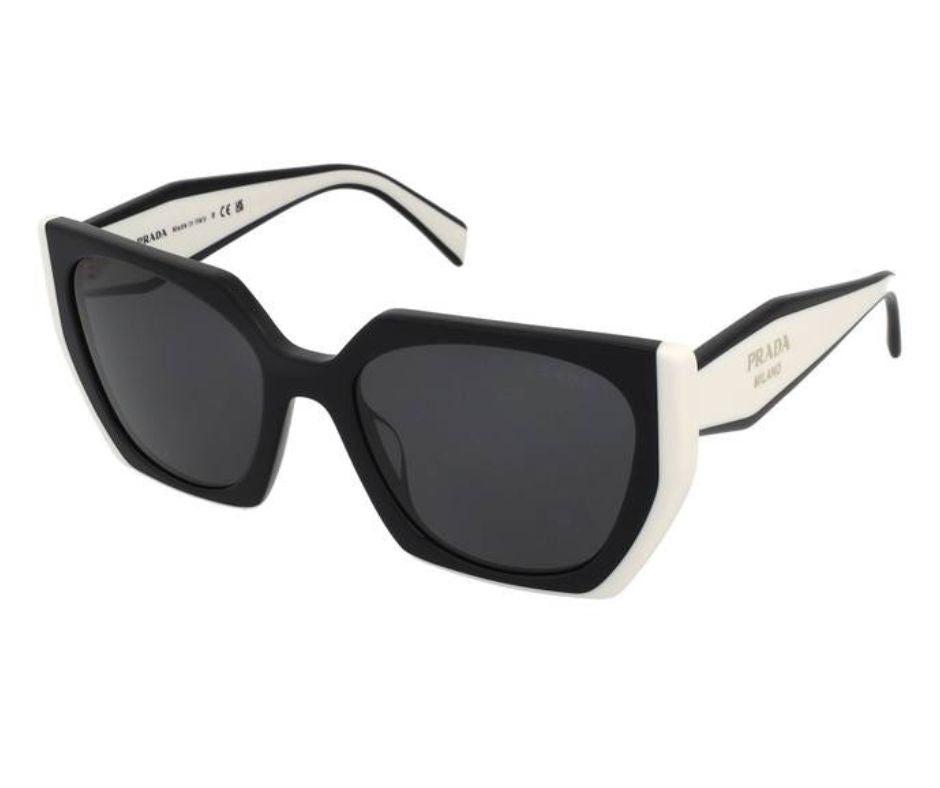 Prada PR 15WS 09q-5s0 Square Black/White Oversized Sunglasses