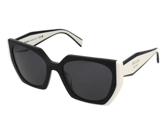 Prada PR 15WS 09q-5s0 Square Black/White Oversized Sunglasses