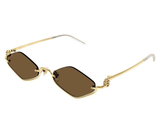 GUCCI GG1604S 002 Gold Brown Lens Rimless Women Sunglasses