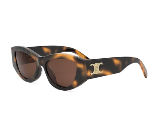 Celine TRIOMPHE CL 40308U 53E Shiny Havana/Brown Geometric Women's Sunglasses