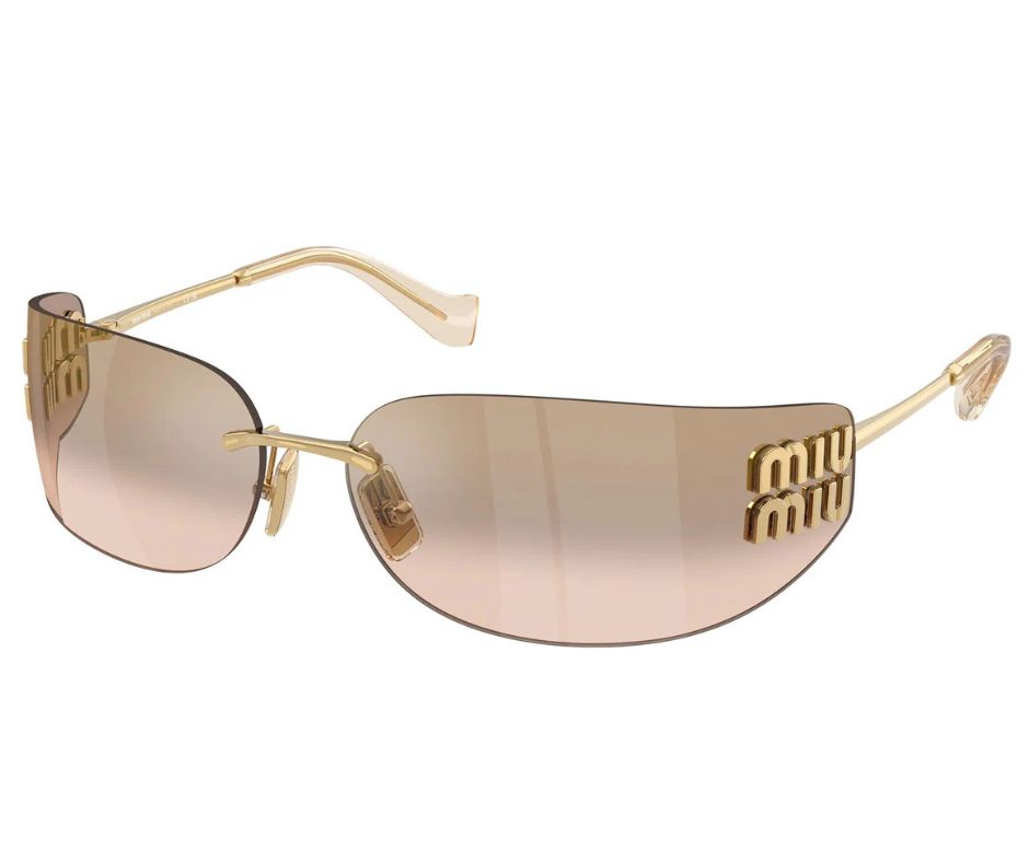 Miu Miu MU A51S 5AK20P Rimless Rectangle Sunglasses Gold / Rose Gradient