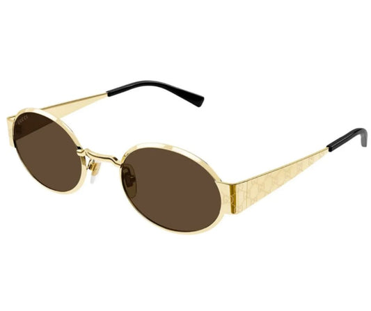 Gucci GG1854S 005 Unisex Round Sunglasses in Gold with Brown Lens 100% UV