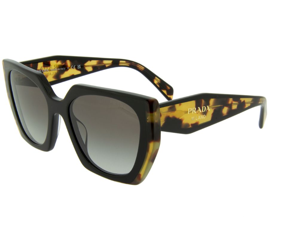 PRADA MONOCHROME PR 15WS Black Medium Tortoise/Grey Shaded (389-0A7) Sunglasses