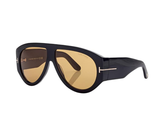 Tom Ford FT Bronson 1044/S 01E Shiny Black Yellow Lens Sunglasses Authentic New