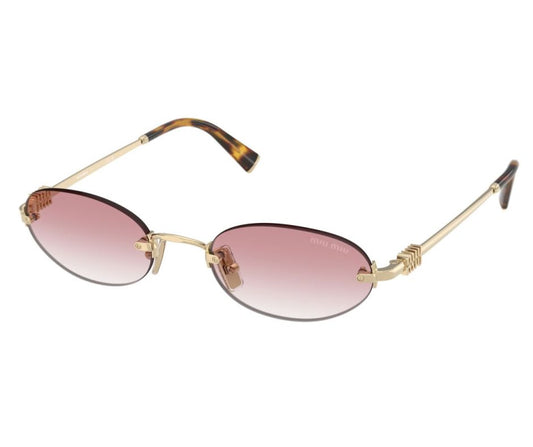 Miu Miu Logo MU A54S ZVN70O Round Sunglasses in Gold / Pink Gradient Lens