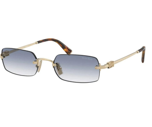 Miu Miu Logo MU B50S ZVN80O Square Sunglasses in Gold / Blue Gradient Lens