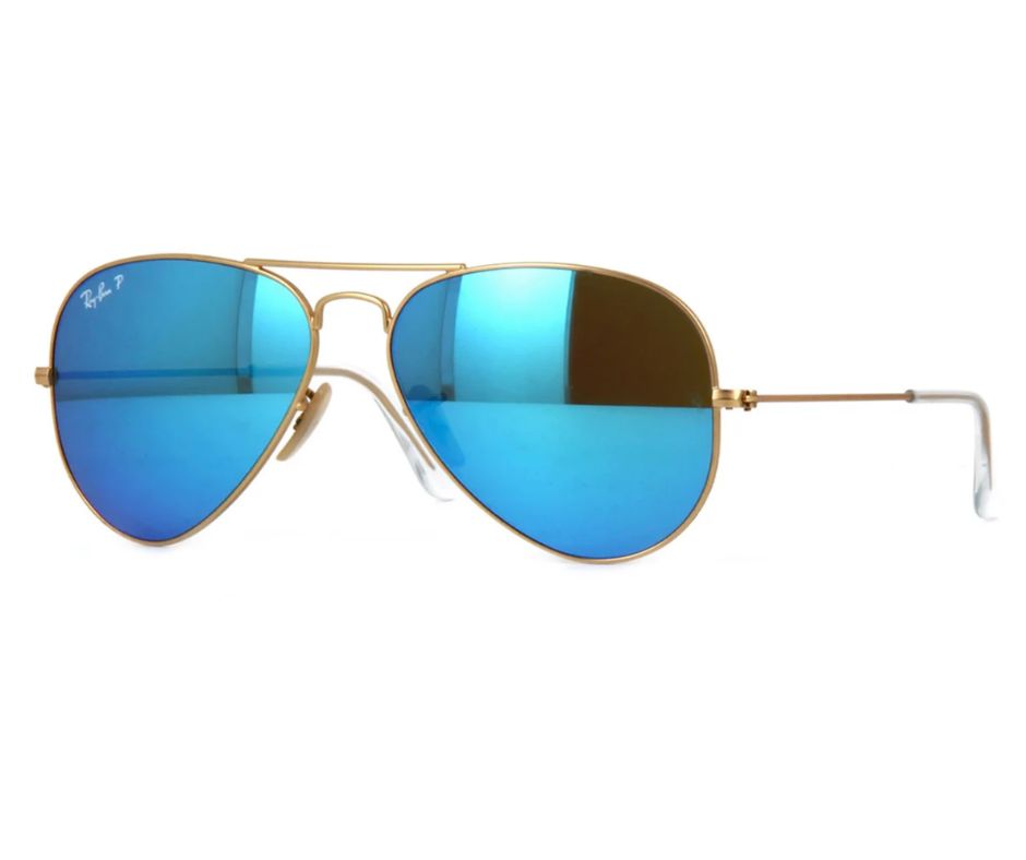 Ray Ban RB3025 112/4L Sunglasses Aviator Metal Polarized Blue Mirror