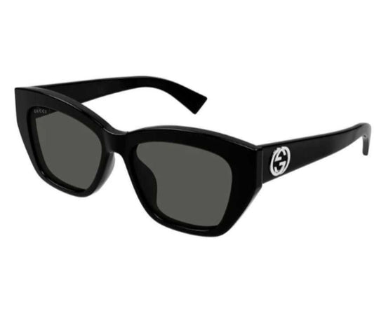 Gucci GG1844SA 001 Sunglasses Women's Black/Grey Lenses Cat Eye Style 55mm