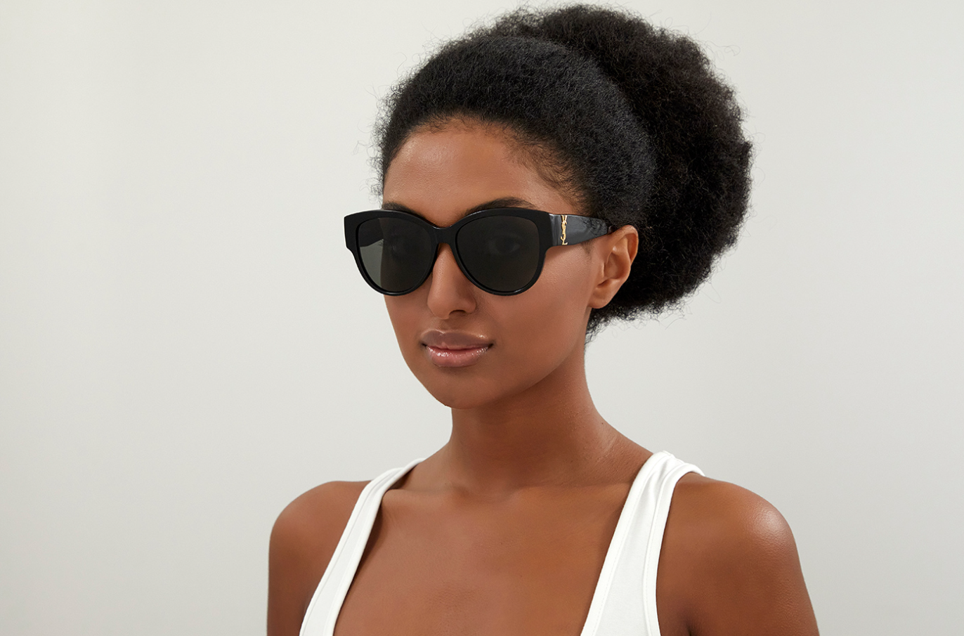 Saint Laurent Grey Oval Ladies Sunglasses SL M3 002 55