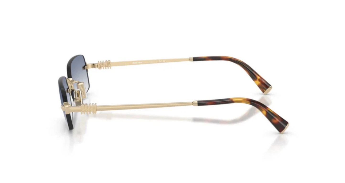 Miu Miu Logo MU B50S ZVN80O Square Sunglasses in Gold / Blue Gradient Lens