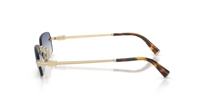 Miu Miu Logo MU B50S ZVN80O Square Sunglasses in Gold / Blue Gradient Lens