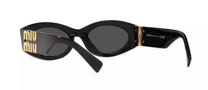 Miu Miu Glimpse SMU11S Black Grey Lens Round Sunglasses