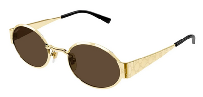Gucci GG1854S 005 Unisex Round Sunglasses in Gold with Brown Lens 100% UV