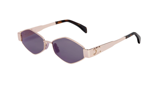 Celine CL40254U 28A 54mm Rectangle Rose Gold Sunglasses with Gray Brown Lens