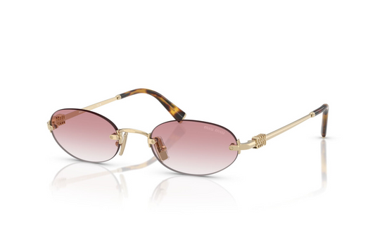 Miu Miu Logo MU A54S ZVN70O Round Sunglasses in Gold / Pink Gradient Lens