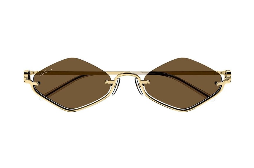 GUCCI GG1604S 002 Gold Brown Lens Rimless Women Sunglasses