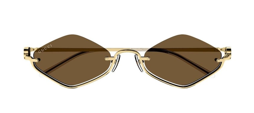 GUCCI GG1604S 002 Gold Brown Lens Rimless Women Sunglasses