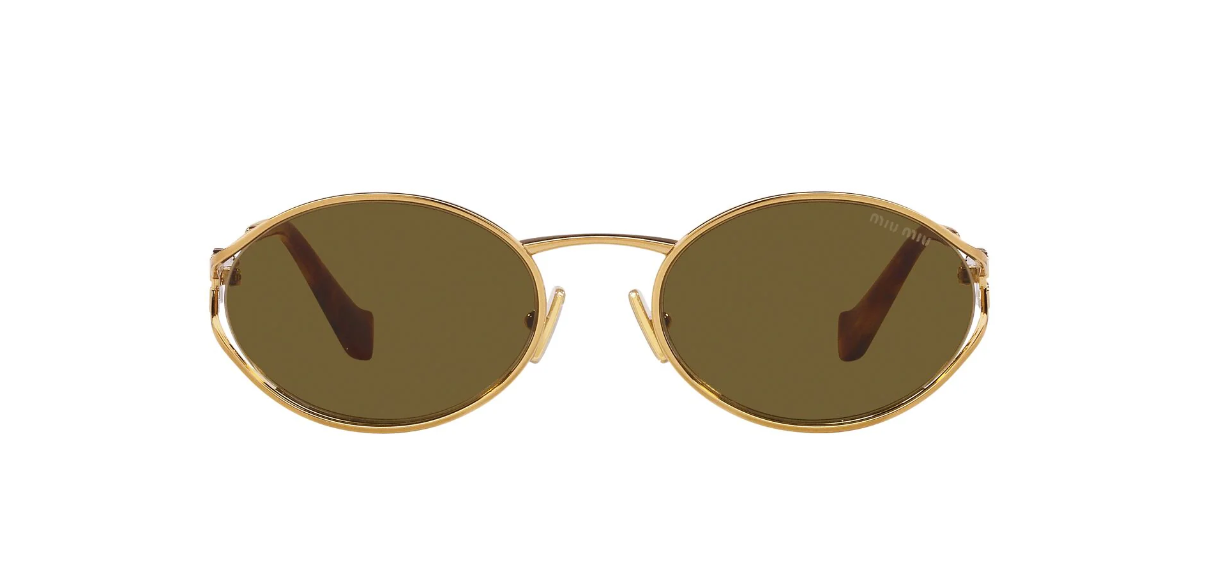 Miu Miu Sunglasses MU 52YS 7OE01T Brass Gold Dark Brown Woman