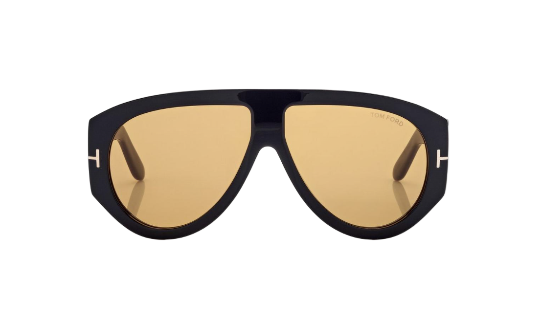 Tom Ford FT Bronson 1044/S 01E Shiny Black Yellow Lens Sunglasses Authentic New