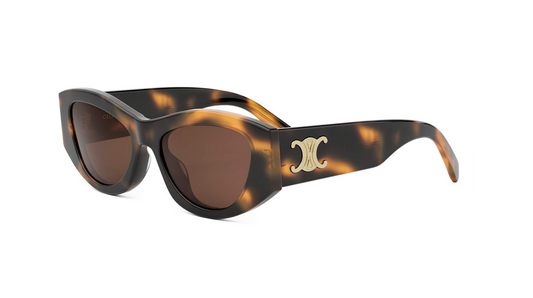 Celine TRIOMPHE CL 40308U 53E Shiny Havana/Brown Geometric Women's Sunglasses