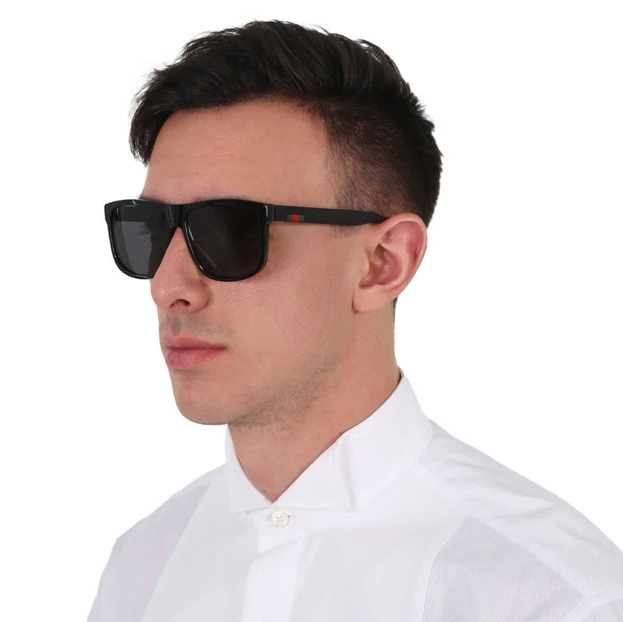 Gucci Grey Square Men's Sunglasses GG0010S 001 58